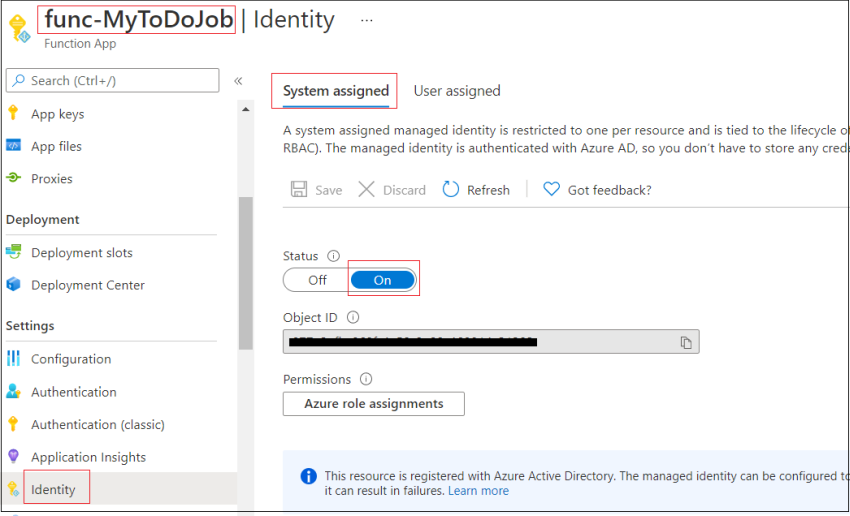 Login failed for user token identified principal in Azure